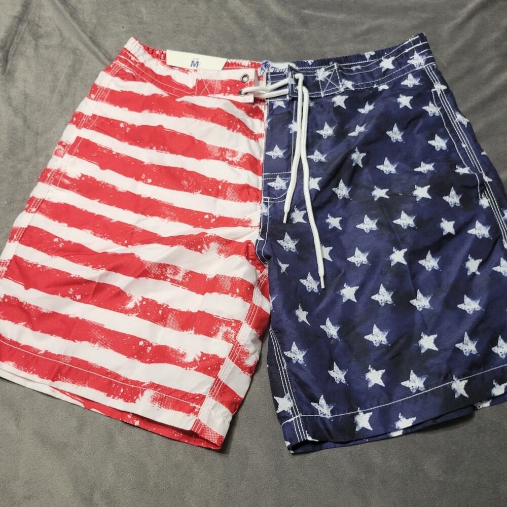 Trunks Surf & Swim Co. Mens Swim Trunks Red White‎ Blue Size Large